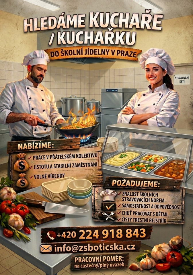 Hledáme kuchaře / kuchařku do školní jídelny